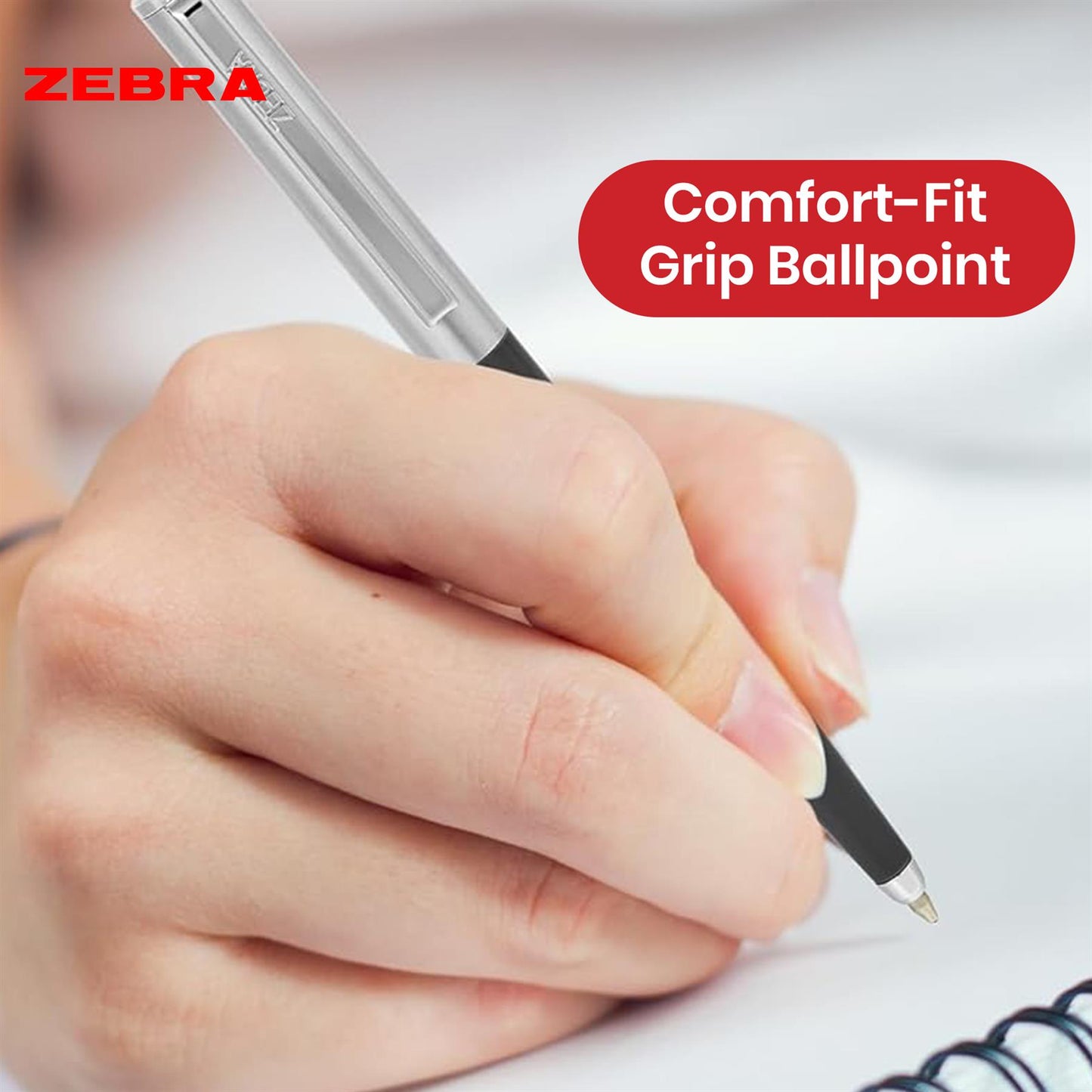 Zebra Ballpoint, Stainless Steel Retractable Pen Refillable Fine Point Biro for Presentation, Meeting & Assignments