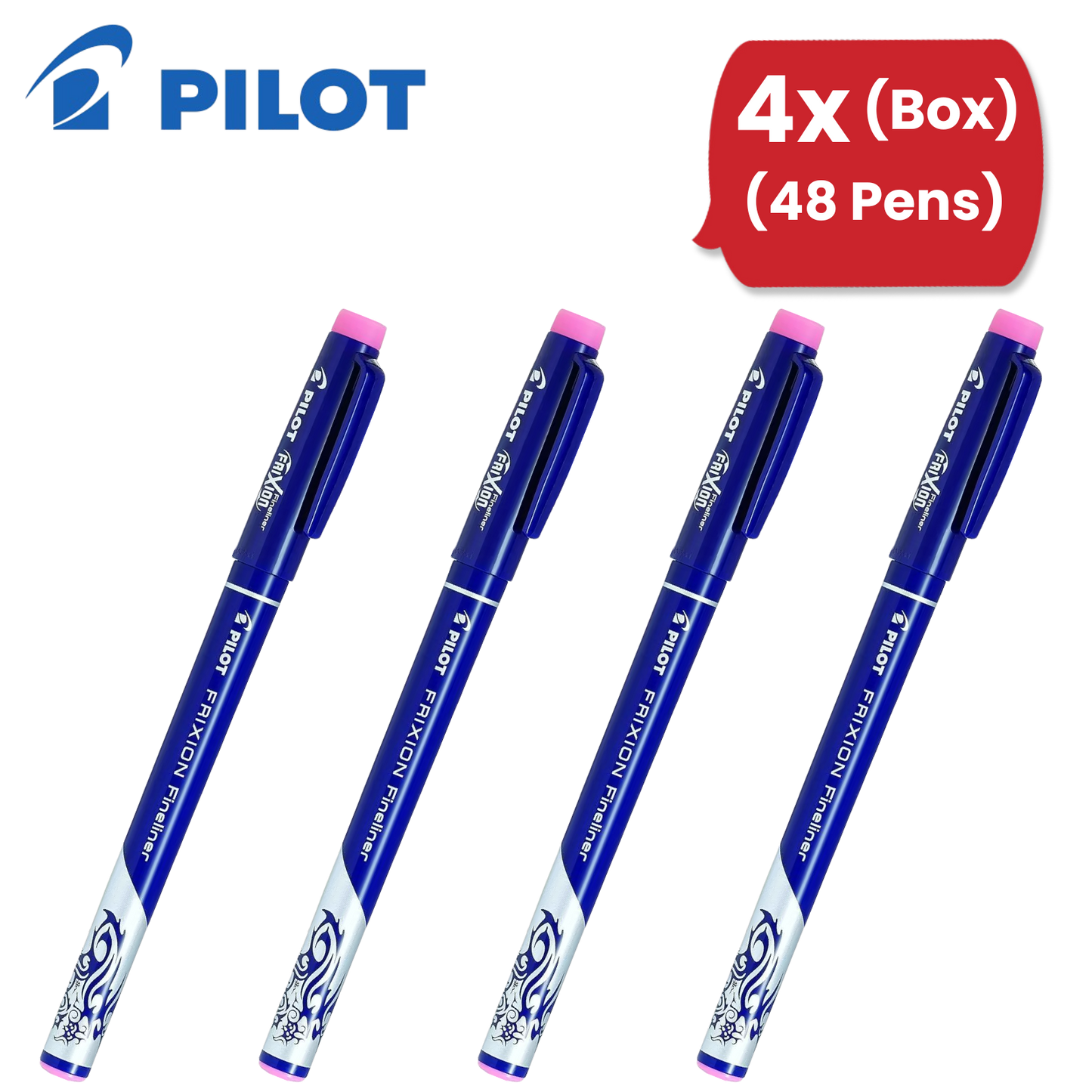 Pilot Frixion Fineliner Felt Pen Vibrant Baby Pink Erasable Ink - Pack of 12