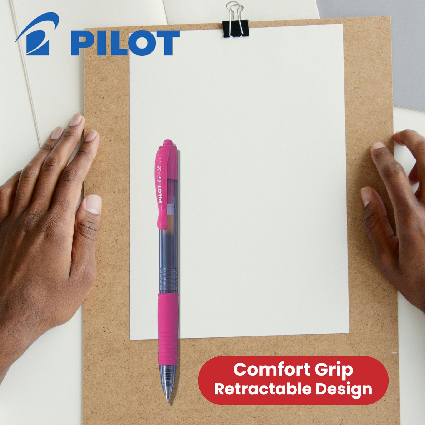 Pilot G-207 Gel Pens Retractable Rollerball Refillable Ergonomic Grip Pink Ink