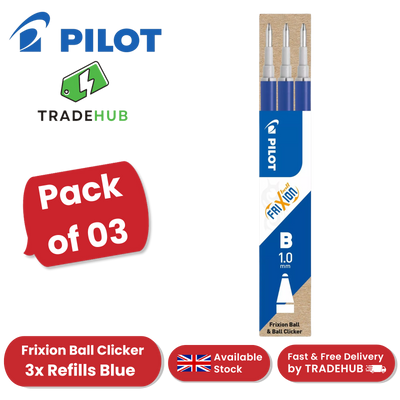 Pilot Frixion Refill 1.0mm Broad - Blister Pack of 3 - Blue