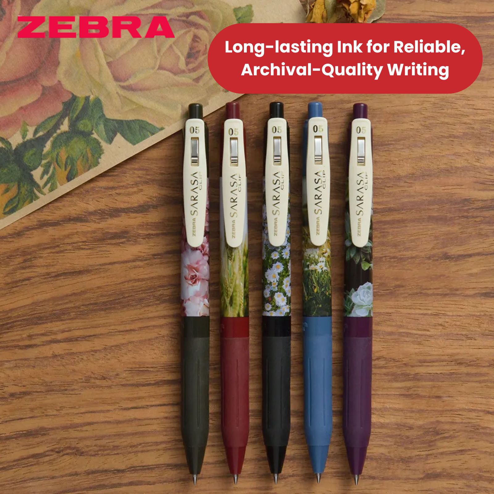 SARA Zebra Sarasa Clip 0.5mm Gel Pens - Calming Moment Limited Edition
