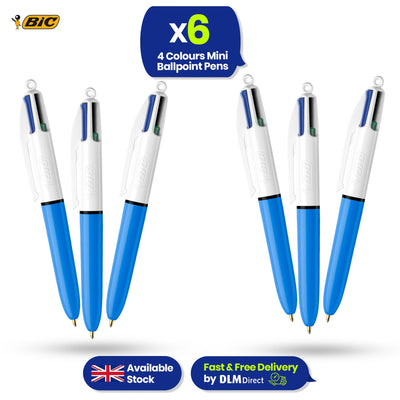 BIC 6x 4-Colour Mini Pens Retractable Multicolour Pens for Writing