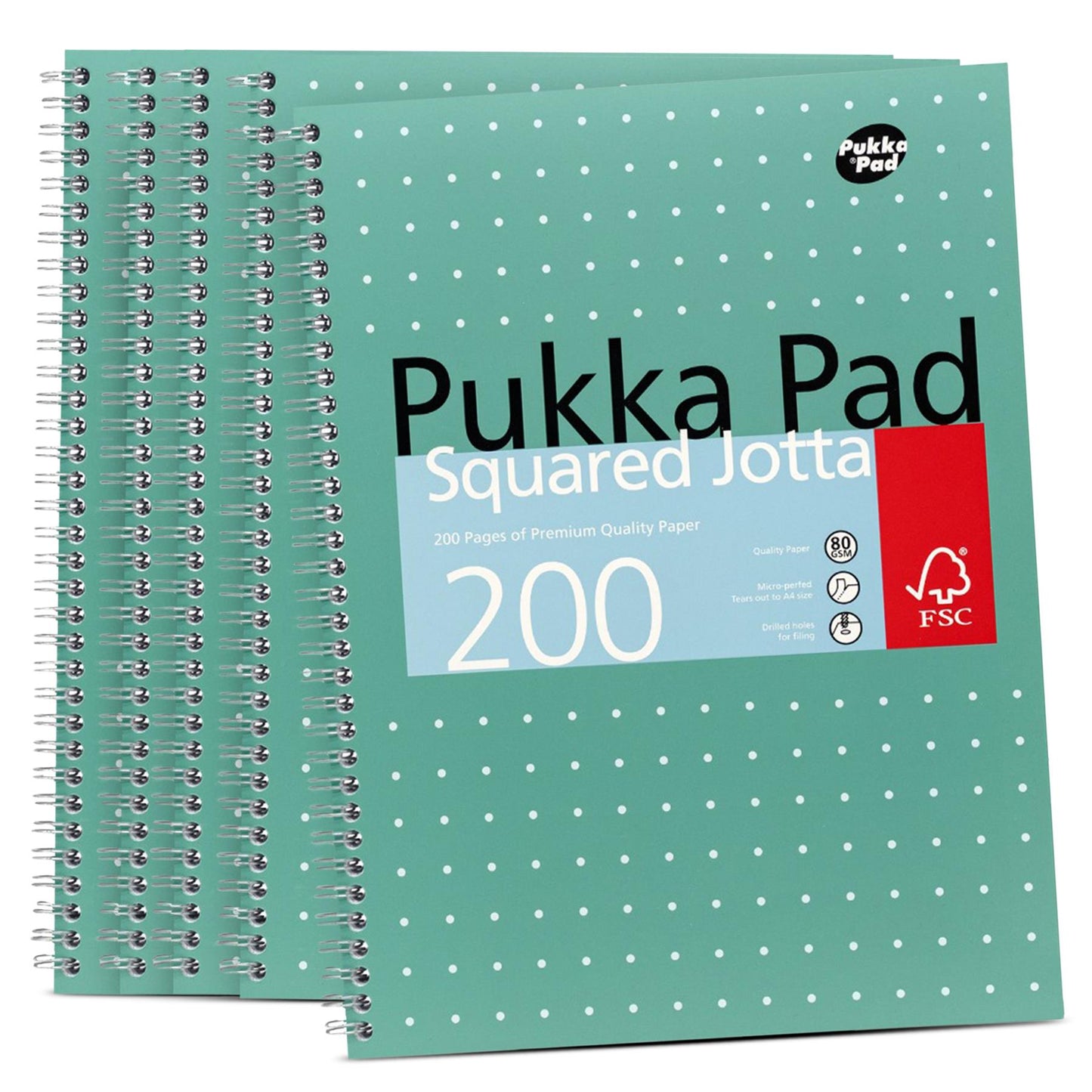 5x Pukka Pad A4 Metallic Squared & Lined Notebooks 200 Pages 80GSM Wirebound