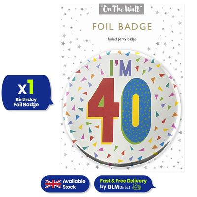 Silver 40th Birthday Badge 8.5cm Age Badge for Party Outfit and Celebrations