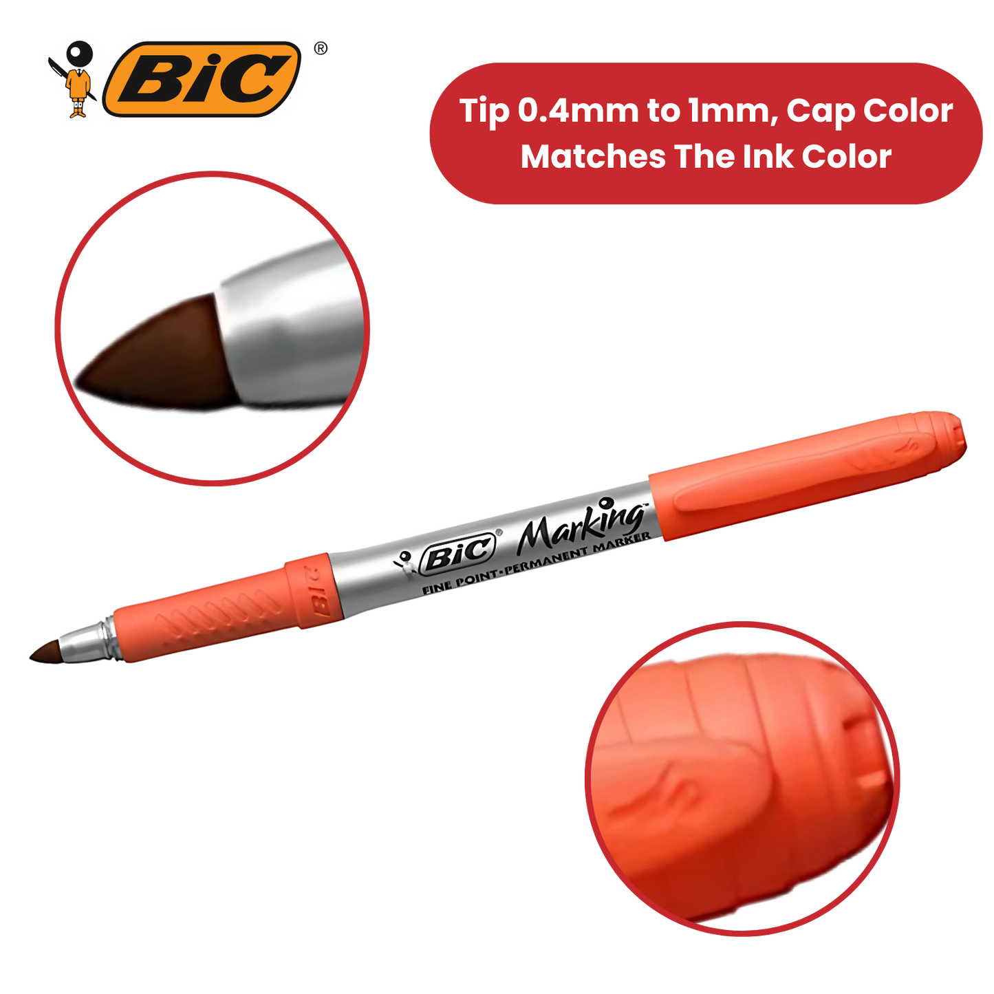 BIC PERMANENT MARKERS FINE ASSORTED - PACK OF 12