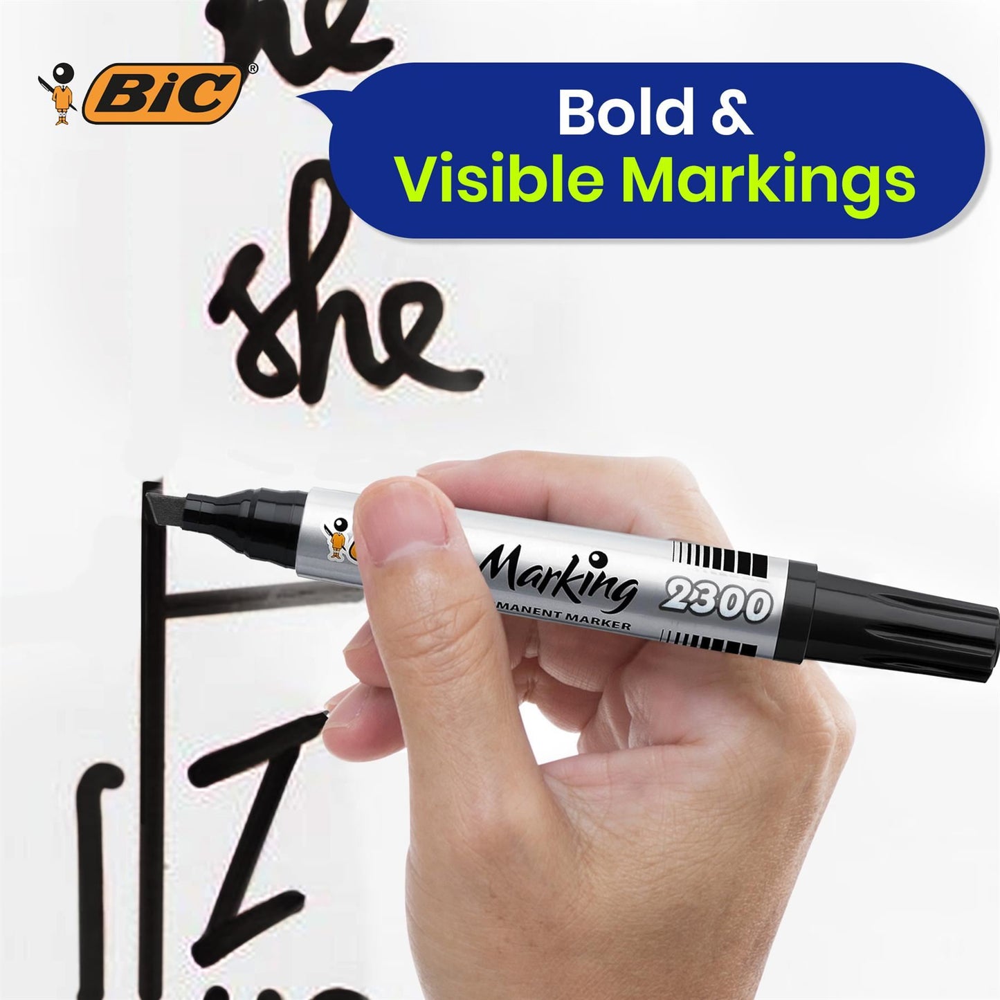 Bic 2300 Bullet Tip Permanent Marker Black, Blue, Red, Green) Pack of 4 Markers