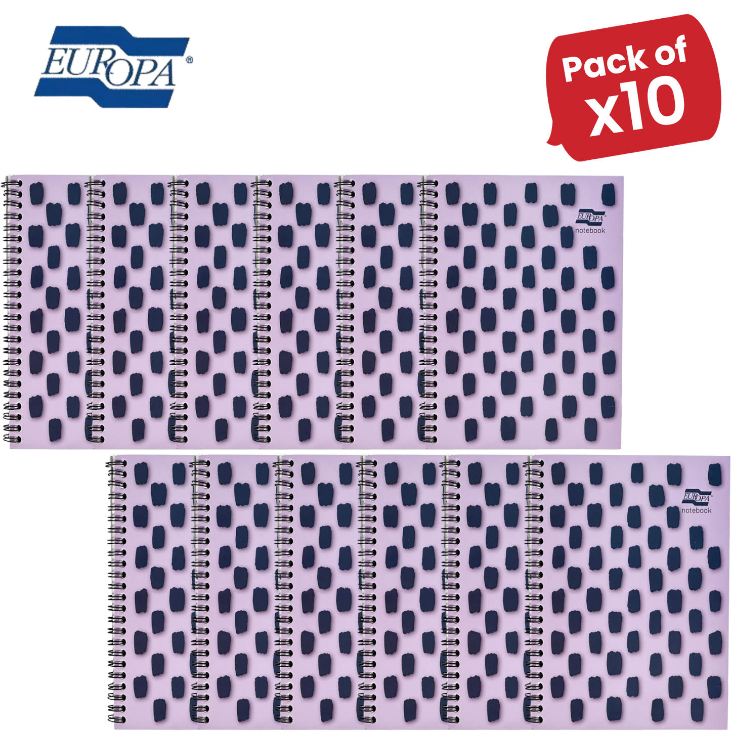 Europa Splash A4+ Notepad Wirebound 160 Pages 80g FSC Paper Ruled Punched Purple