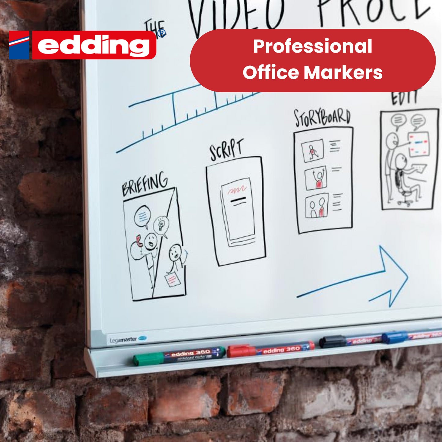 Edding 360 Drywipe Marker Assorted Pack of 4 - 1 to 5 Packs