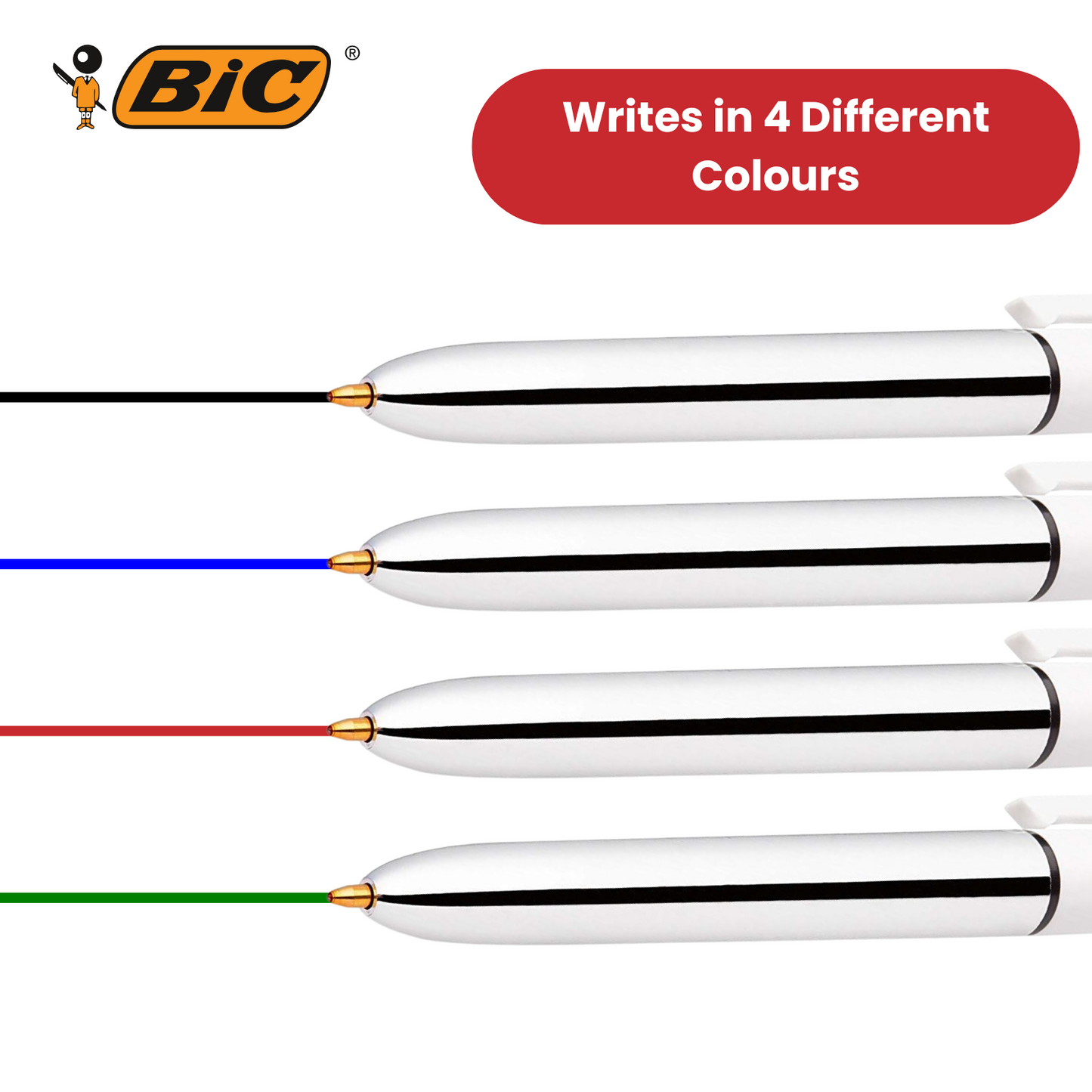 BIC 4 Colour Shine - Pack of 3