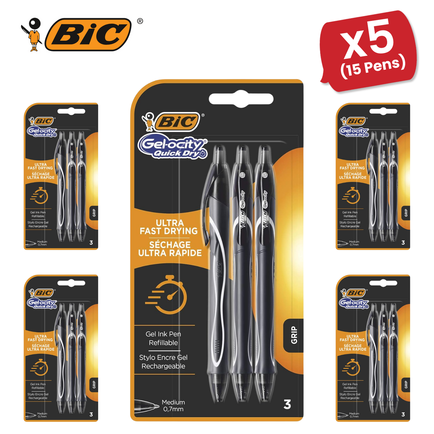 BIC Gelocity Quick Dry Gel Pens Black Ink Medium Point