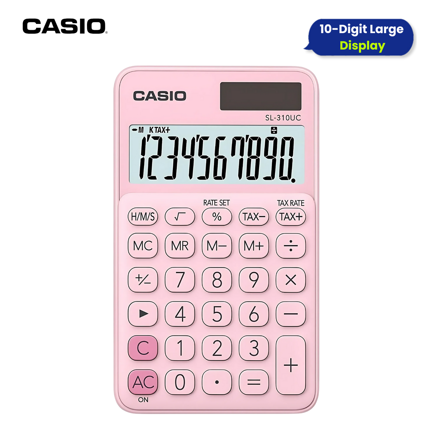 Casio SL-310UC-BU-S-EC Pink Pocket Calculator 10-Digit Dual Power Multipacks