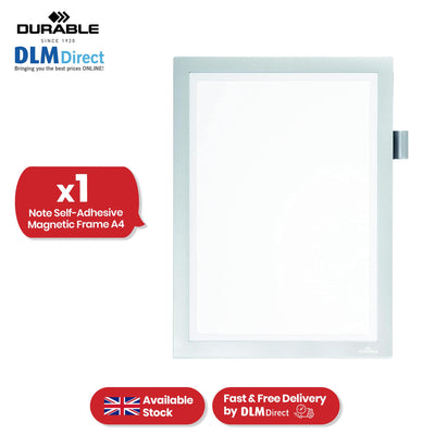 Durable DURAFRAME Magnetic Frame - Silver A4 Magnetic Sign Holders with Pen Holder for Time Tables