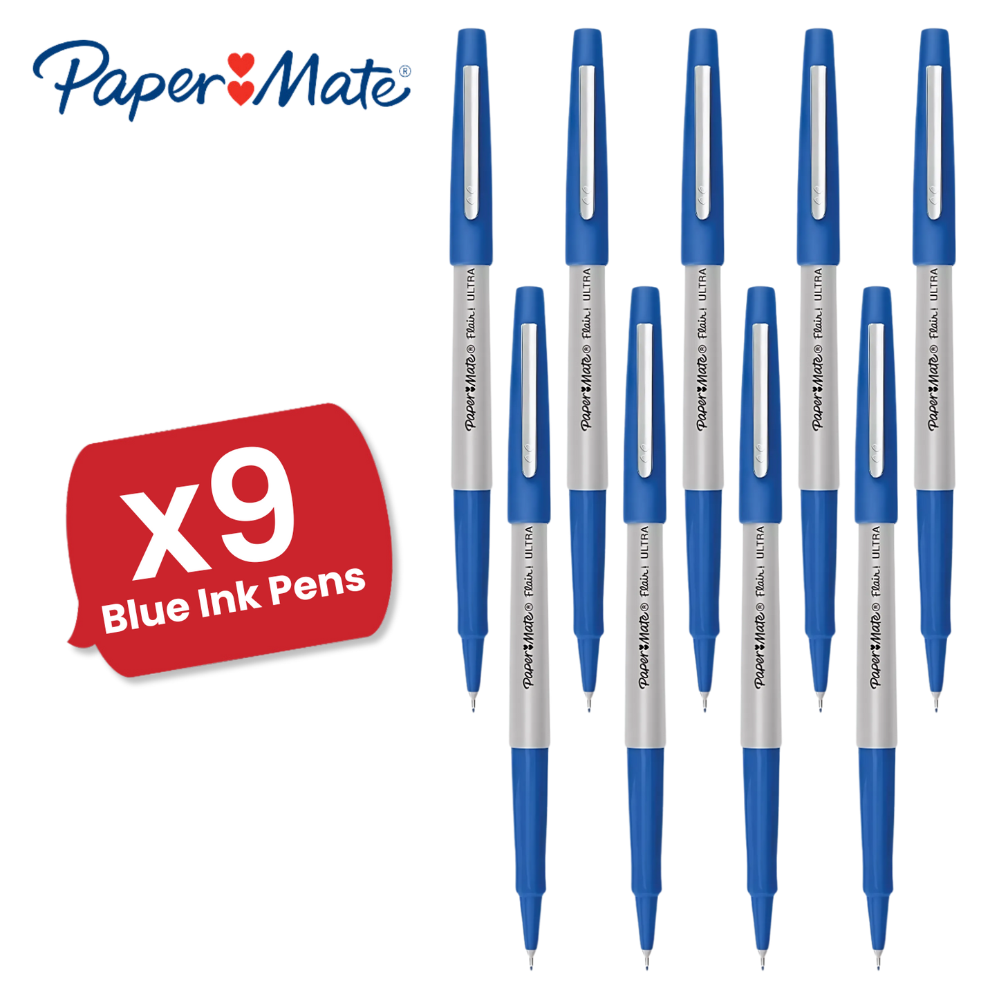 Papermate Flair Original - Blue - 9 Packs