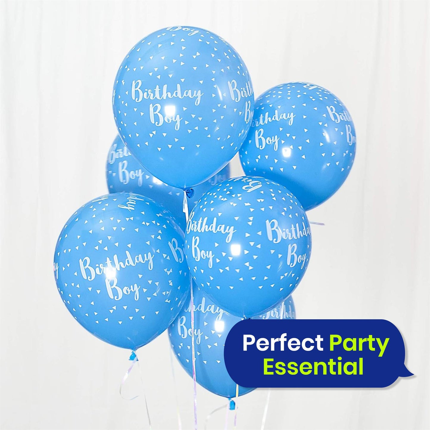 Birthday Boy Blue 12-inch Latex Party Balloons Variation
