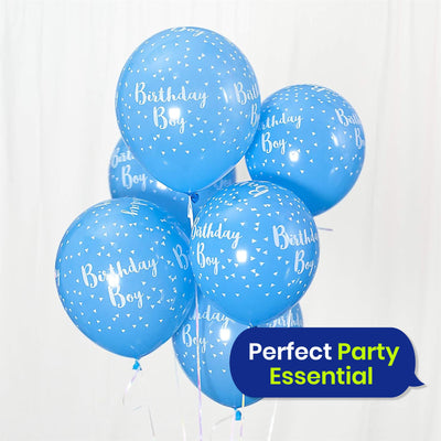 Birthday Boy Blue 12-inch Latex Party Balloons Variation