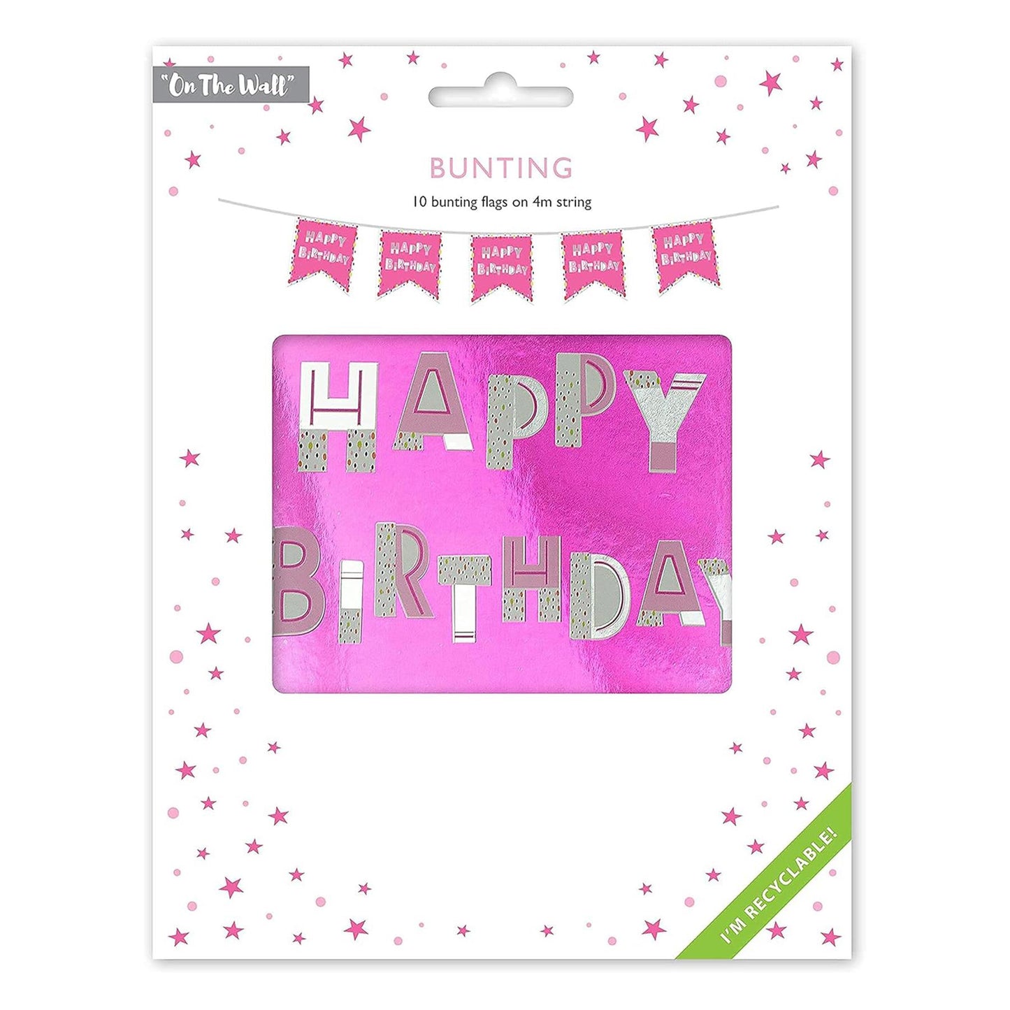 On The Wall Happy Birthday Pink Bunting - 4 Metres