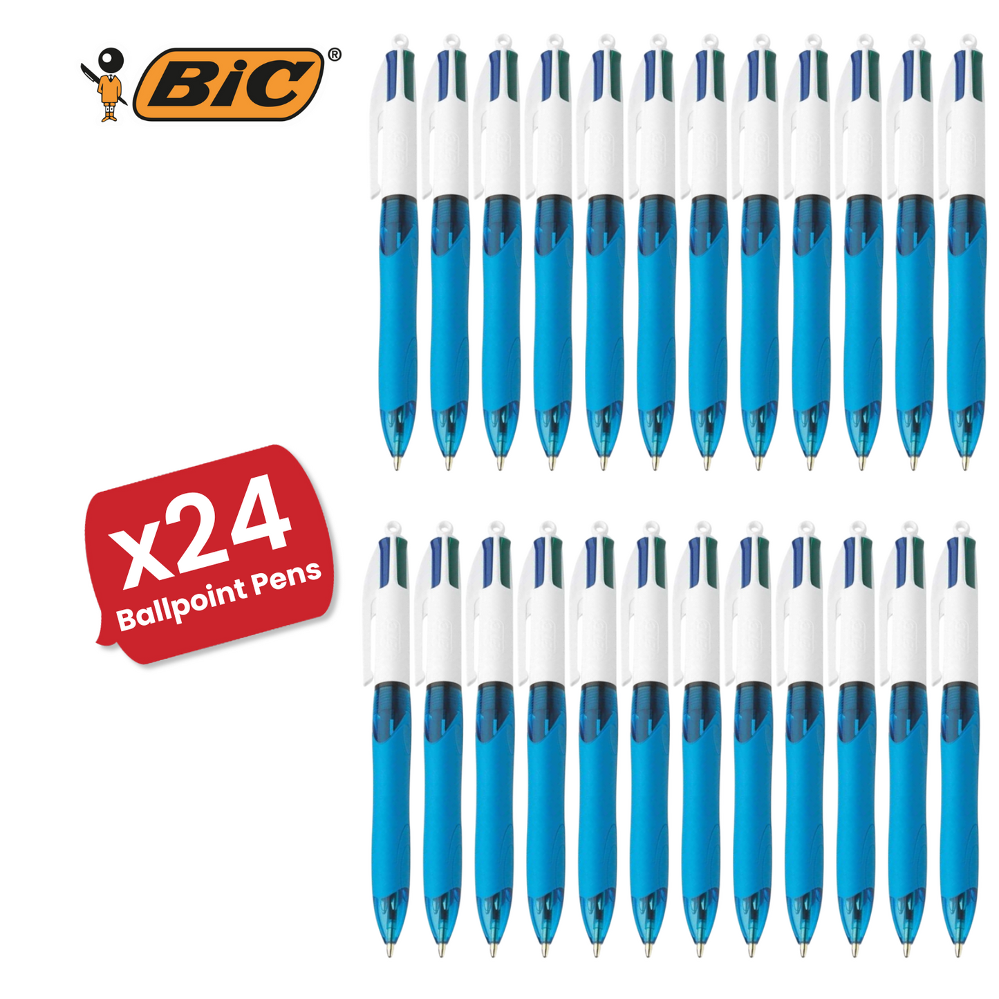 BIC 4 Colours Extra-Comfort Grip - Single Pen - 3 to 24