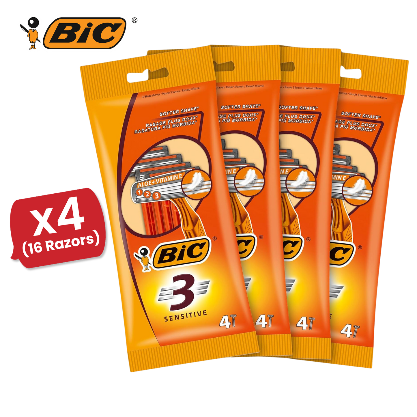 Bic 3 Sensitive Razors 4 - 1 Pack