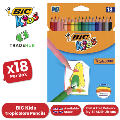 BIC Kids Tropicolors 2 Colouring Pencils Assorted - Pack of 18 - 1 to 5 Packs
