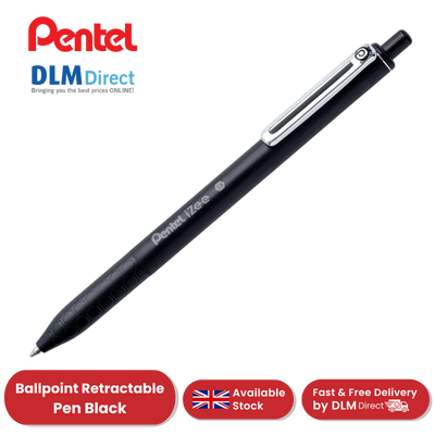 Pentel iZee Retractable Ballpoint Pen, Black Ink Smooth Writing for Home, Office