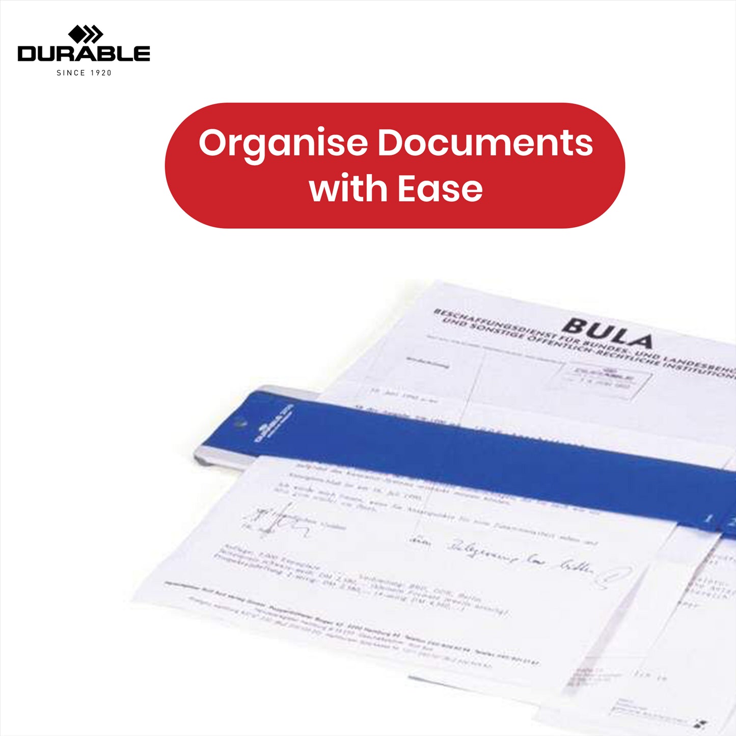 Durable Blue Expanding File Organiser, A-Z & 1-31 Polypropylene Folder for Desk Filing