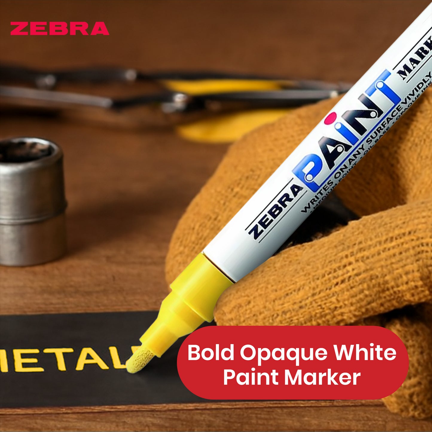 Zebra Yellow Paint Marker Pen 1.5mm Tip Permanent Marker, Waterproof Paint Pen For Writing