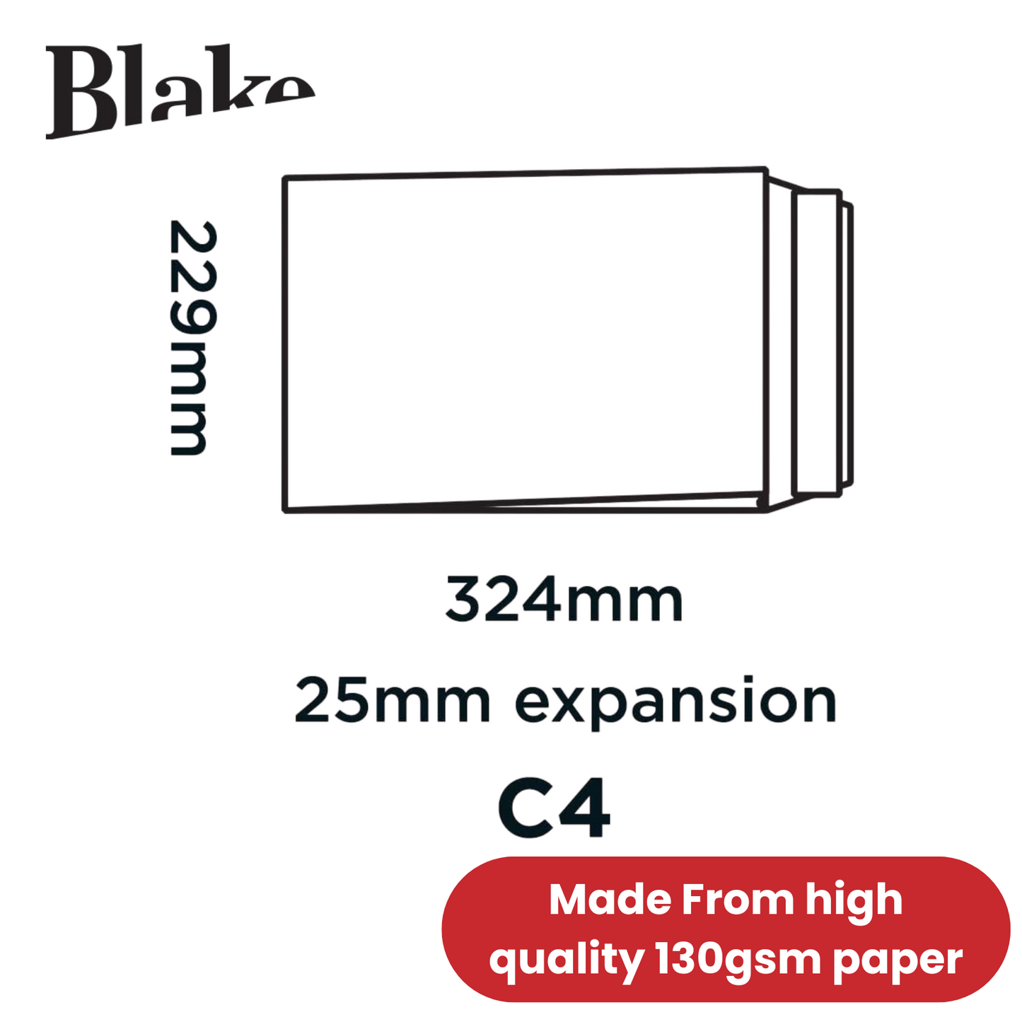 Blake Purely Packaging C4 324 x 229 x 25 mm 130 gsm Gusset Pocket Peel - 125