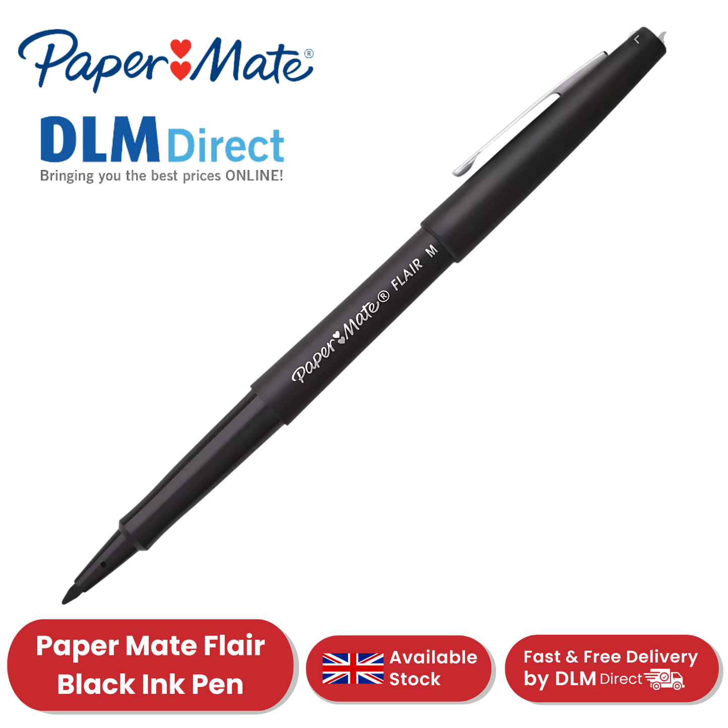 Paper Mate Flair Original Felt Tip Pen Black for Notes, Journaling & Office Use