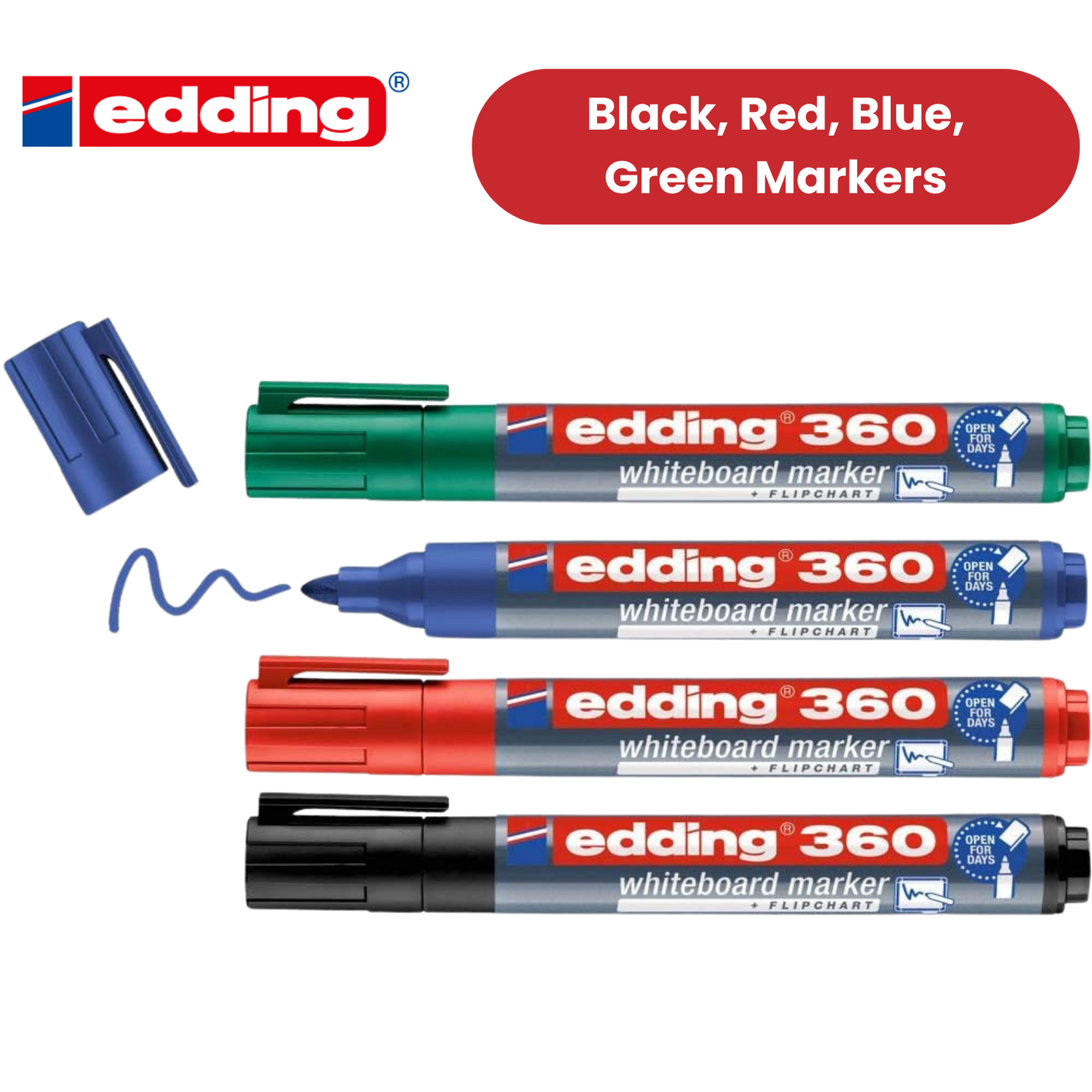 Edding 360 Drywipe Marker Assorted Pack of 4 - 1 to 5 Packs