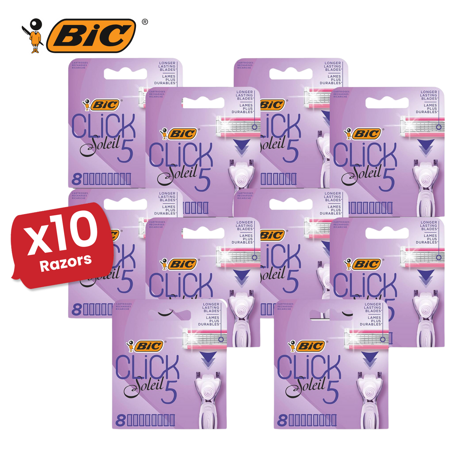 BIC Click 5 Soleil Sensitive Razor 8 Refill for Comfort Shave