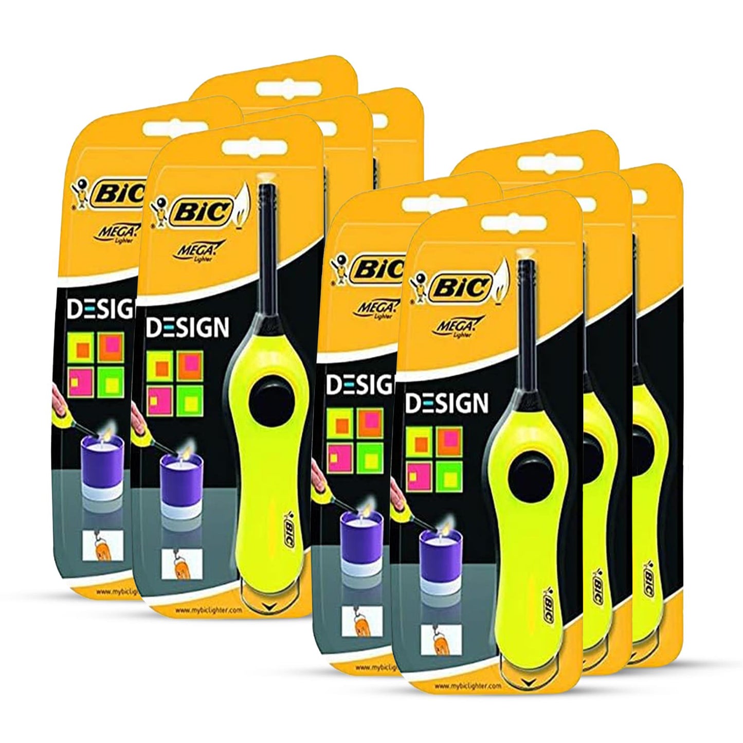 BIC Mega Utility Lighter - Plastic 6cm Wand Cooking Lighter, Push Button Lighters for BBQ