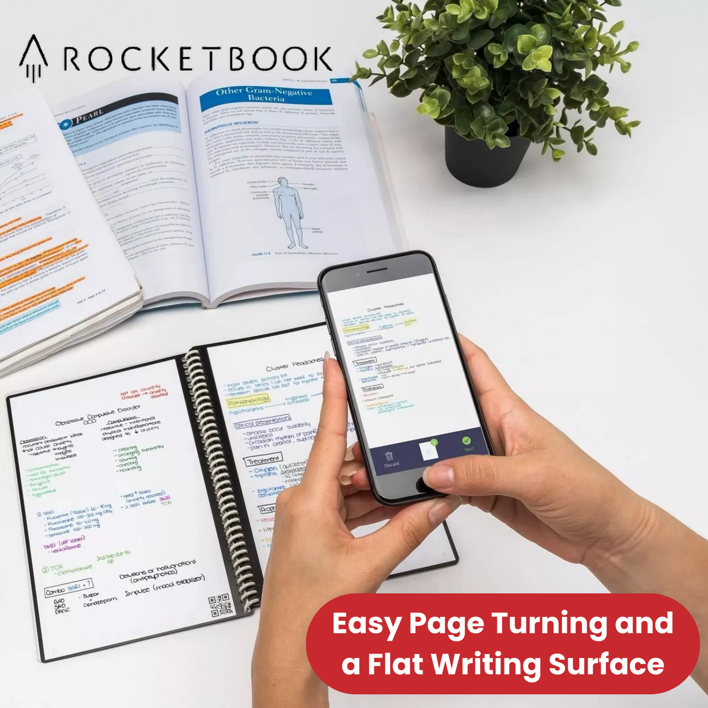 Rocketbook Fusion Executive A5 Smart Notebook Teal, Eco-Friendly & Reusable Page