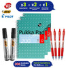 Pukka Pad A4+ Wirebound Jotta Notebook 80GSM 3x, Bic Black Permanent Markers 2x, Pilot G2 Red Pens 4x