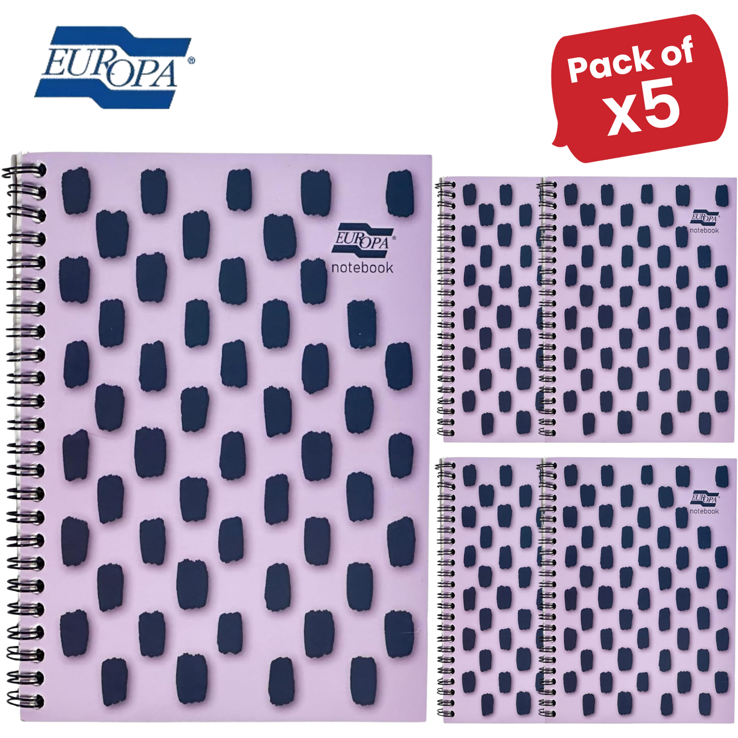Europa Splash A4+ Notepad Wirebound 160 Pages 80g FSC Paper Ruled Punched Purple