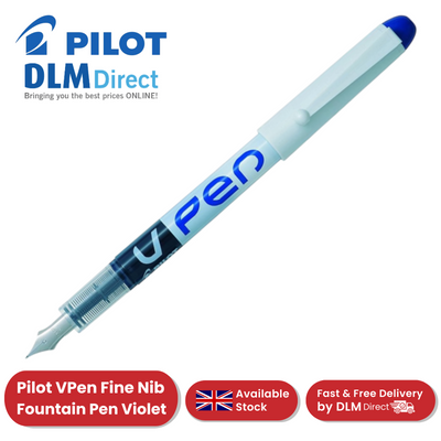 Pilot VPen Disposable Fountain Pens Smooth Writing, Pre-Filled Ink - Violet