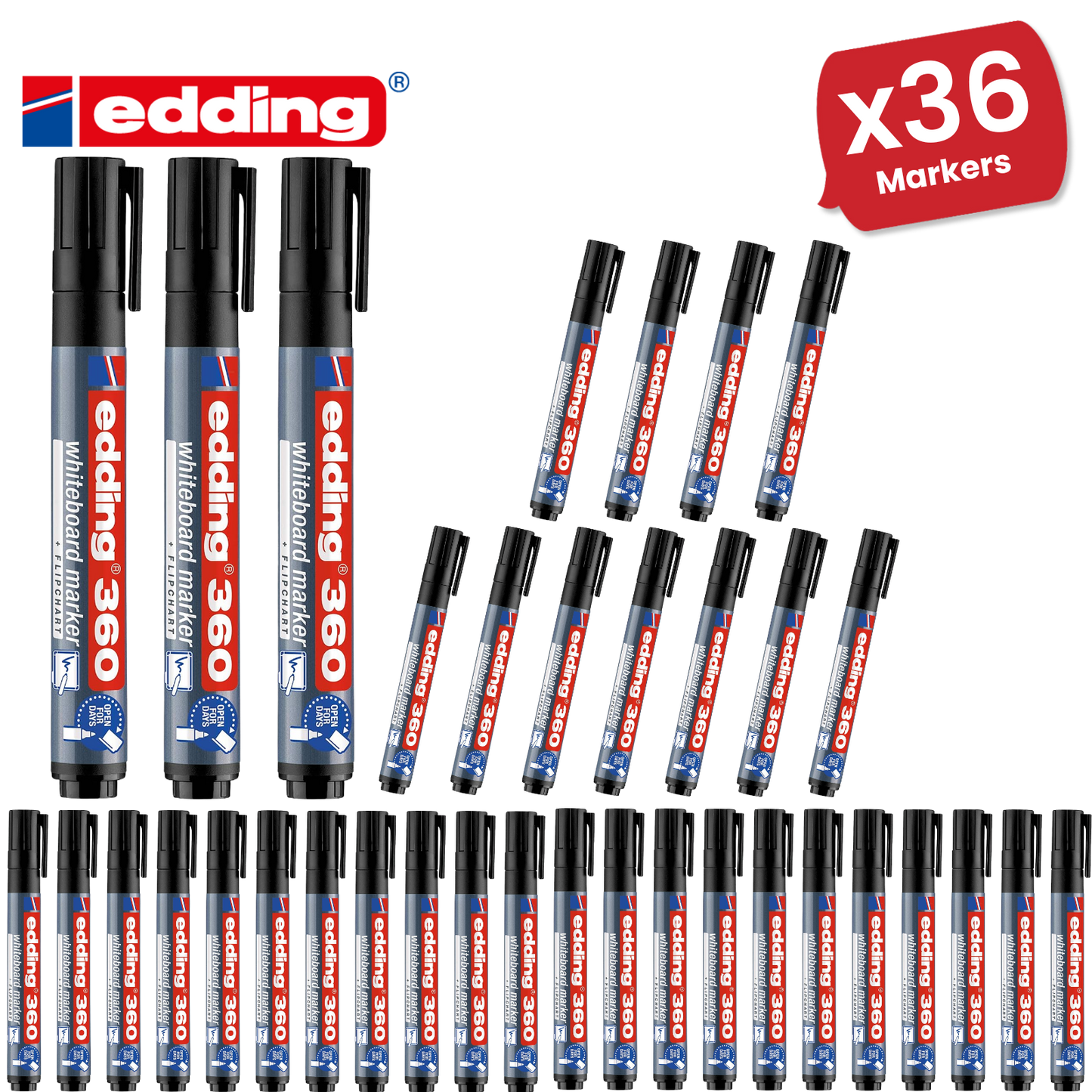 EDDING 360 BULLET TIP BLACK WHITEBOARD MARKERS - Single