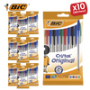 BIC Cristal Original Ballpoint Pens, Fine 1.0mm, 10 Assorted Colours, Comfortable Grip for School and Office