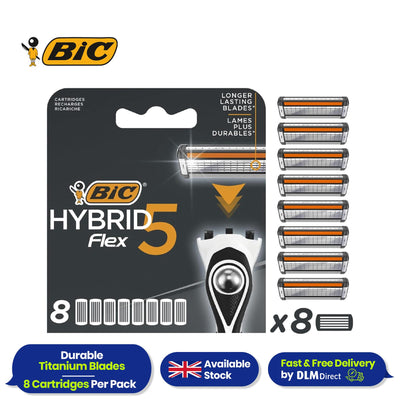 BIC Flex 5 Hybrid Men's Razor Refills  - Box of 4 Cartridges - 2 Packs
