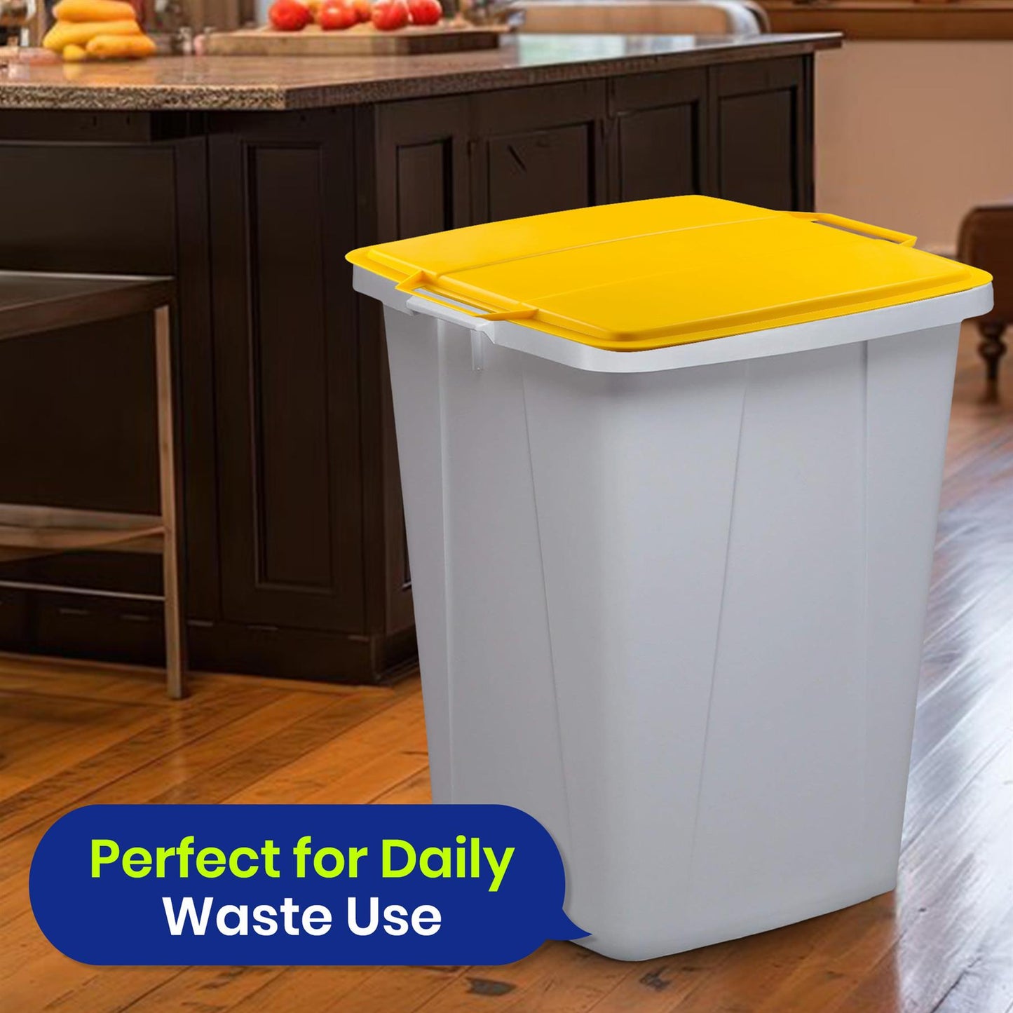 "DURABIN 90L Grey Bin with Yellow Lid and 25x 110L Recycled Bin Bags for Everyday Use