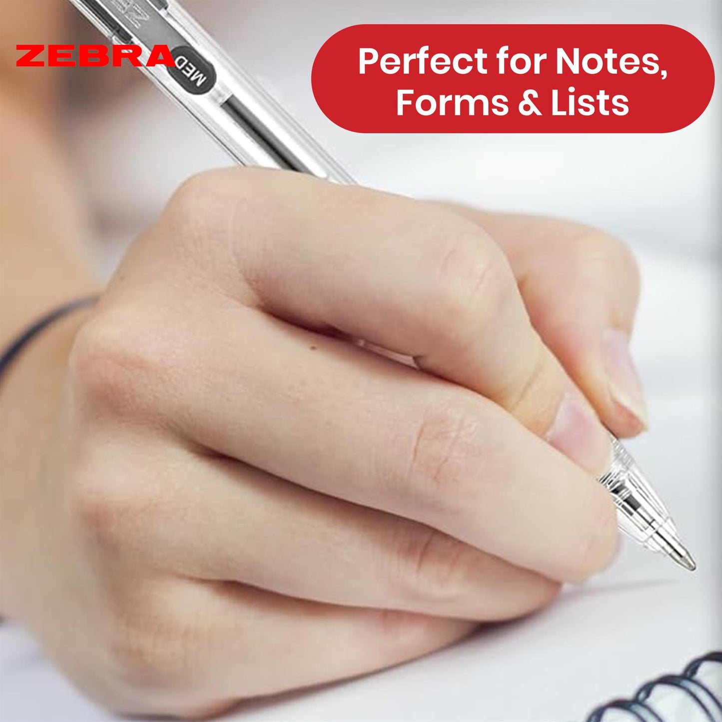 Zebra Ballpoint Pen Black Z Grip Retractable Pen 1.0mm Medium Point Biro for School Office (Pack of 50)
