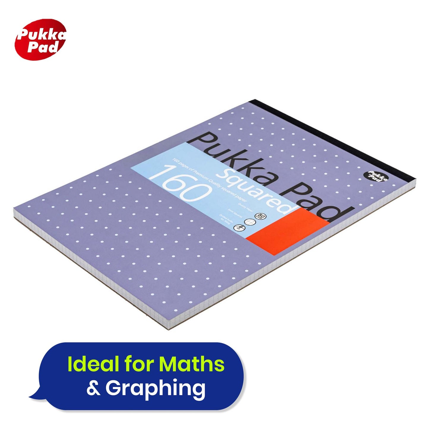 PUKKA PAD A4 Squared White Pad 160 Pages 5mm Grid for Maths and Technical Work