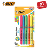 Bic brite liner Grip (1.6 to 3.3 mm) Chisel Tip Highlighter Pen Assorted (1 x Pack of 5 Highlighter Pens) - 1 to 5 Packs