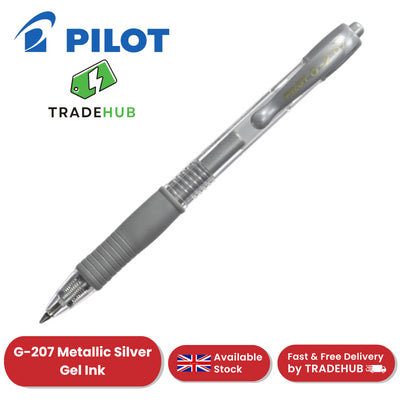 Pilot G-207 Retractable Gel Rollerball 0.7 mm Tip (Single Pen) - Metallic Silver