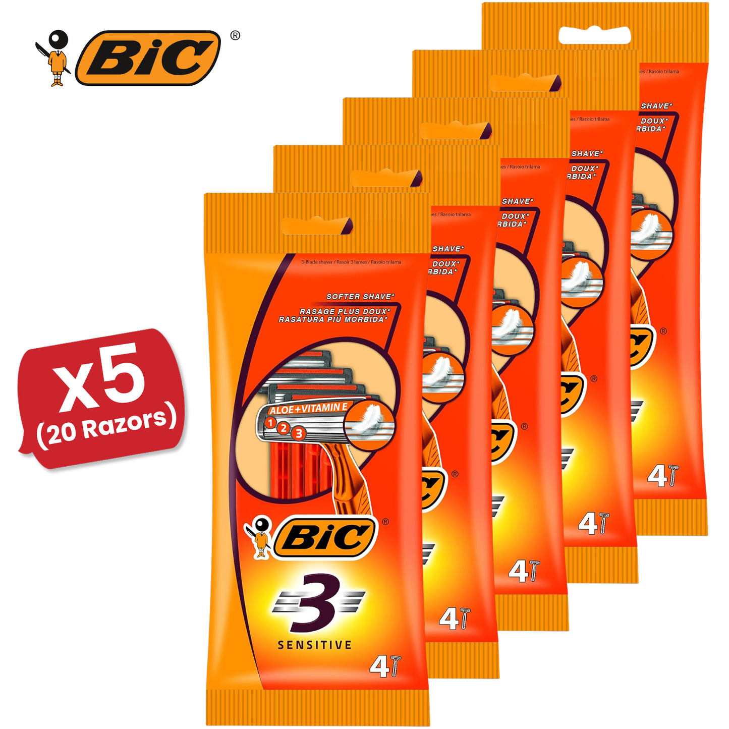 Bic 3 Sensitive Razors 4 - 1 Pack