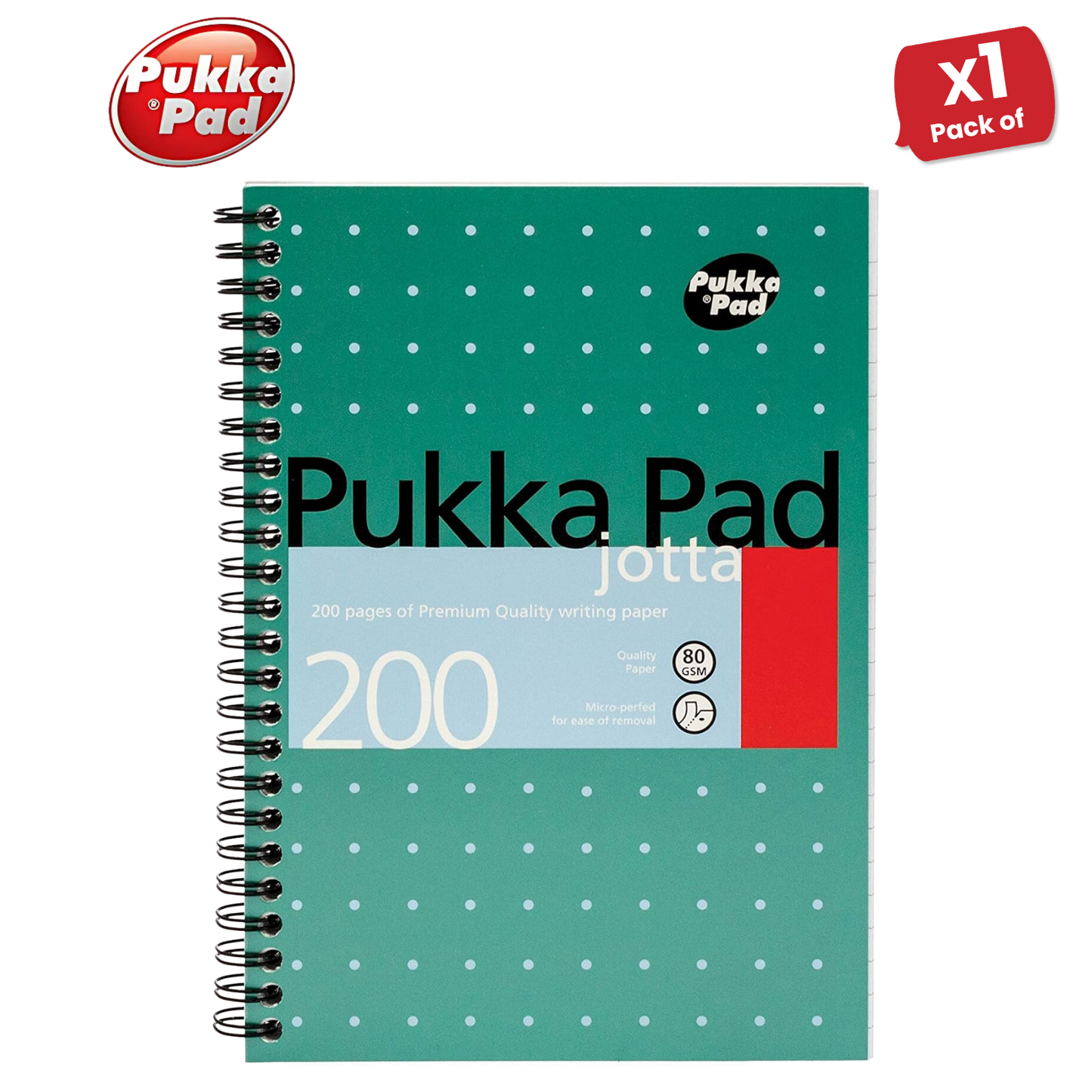 PUKKA WHITE A5 WIREBOUND PADS 200 page 80gsm (RULED/MARGIN) - PACK OF 1