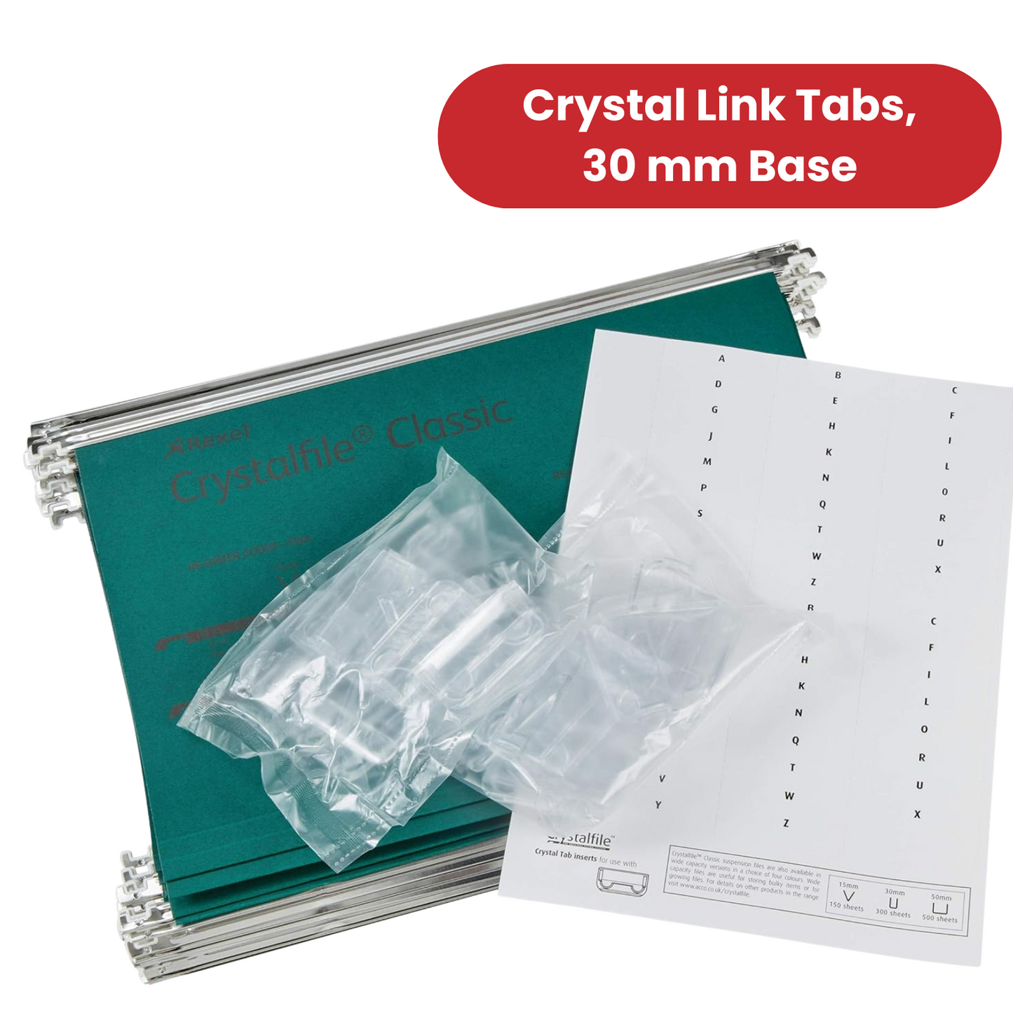 REXEL CRYSTALFILE GREEN FOOLSCAP SUSPENSION FILES V BASE - PACK OF 50 - 1 to 5