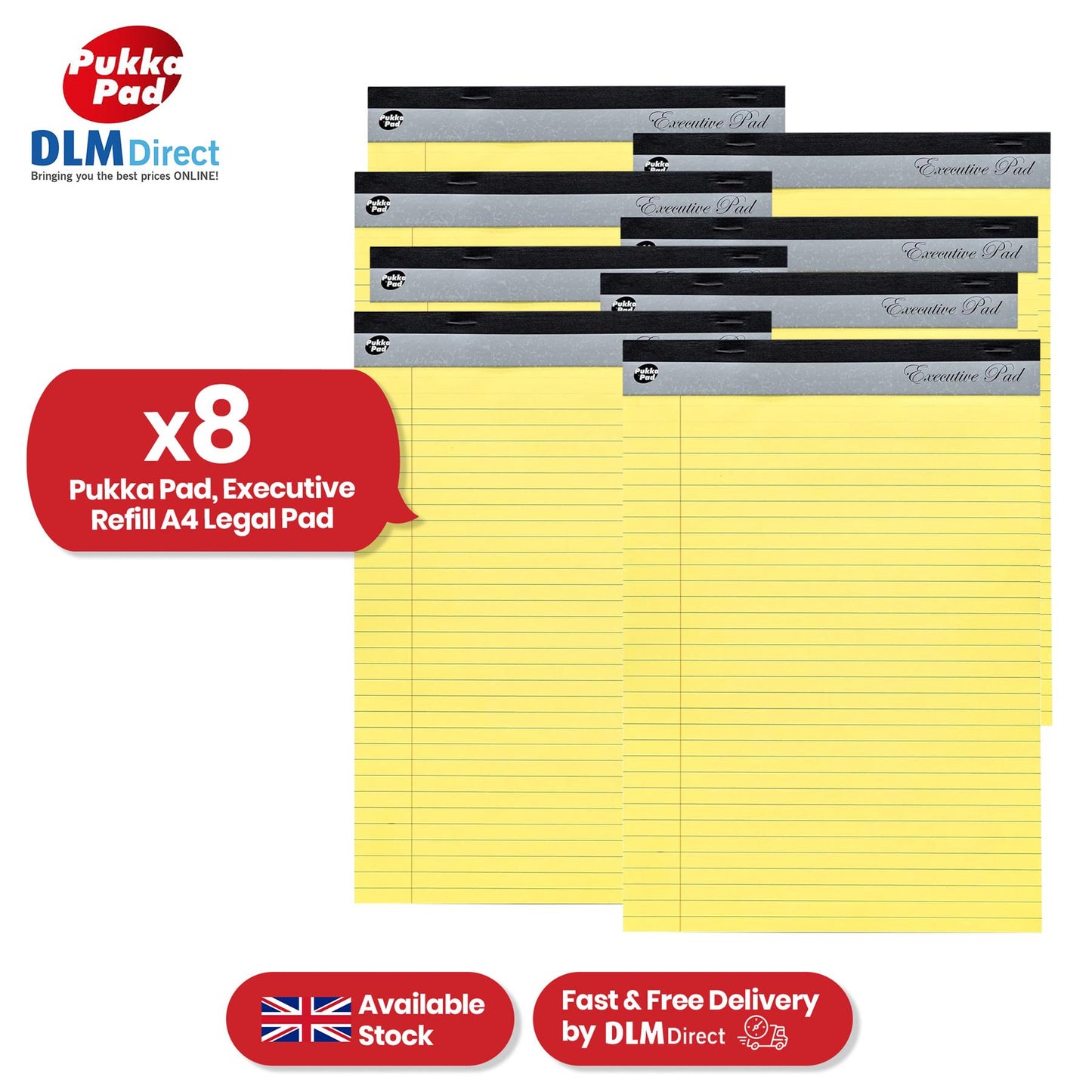 Pukka Pad A4 Refill Pads 160 Lined Pages Notepad, 80GSM Legal Notebook for Taking Notes