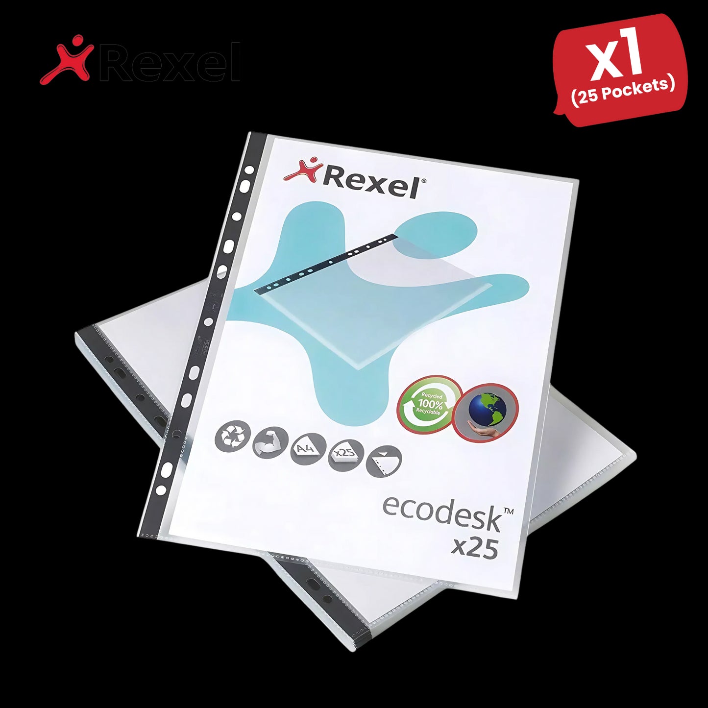 Rexel Ecodesk (A4) Top Opening Pockets Pack of 25 Pockets