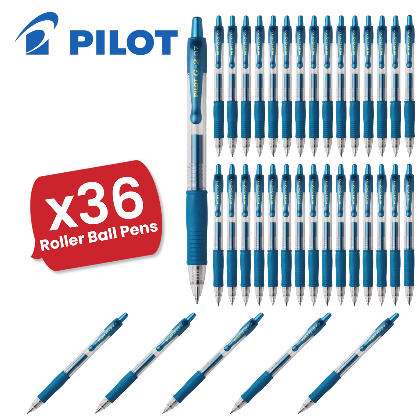 Pilot G-207 Retractable Gel 0.7 mm Medium Point Rollerball Pen - Metallic Blue