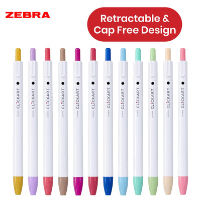 Zebra Clickart Ballpoint Retractable Bullet Tip Pen for Journaling & Drawing